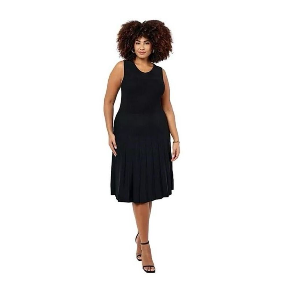 NWT Edited by Remi Bader Pleated Sleeveless Midi Dress Black - Size XL